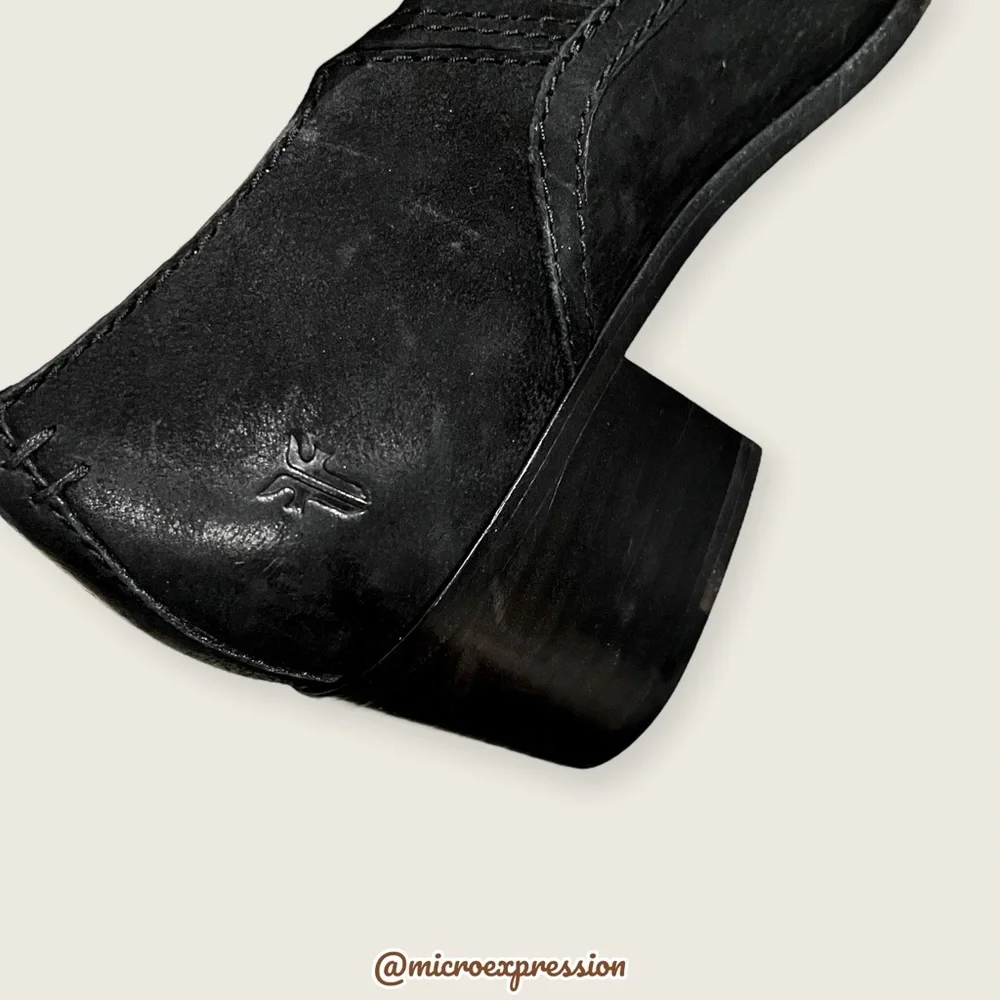 $339 Frye Eleanor Black Leather Western Shootie Everyday Casual Comfy Ankle Boot - Picture 12 of 16